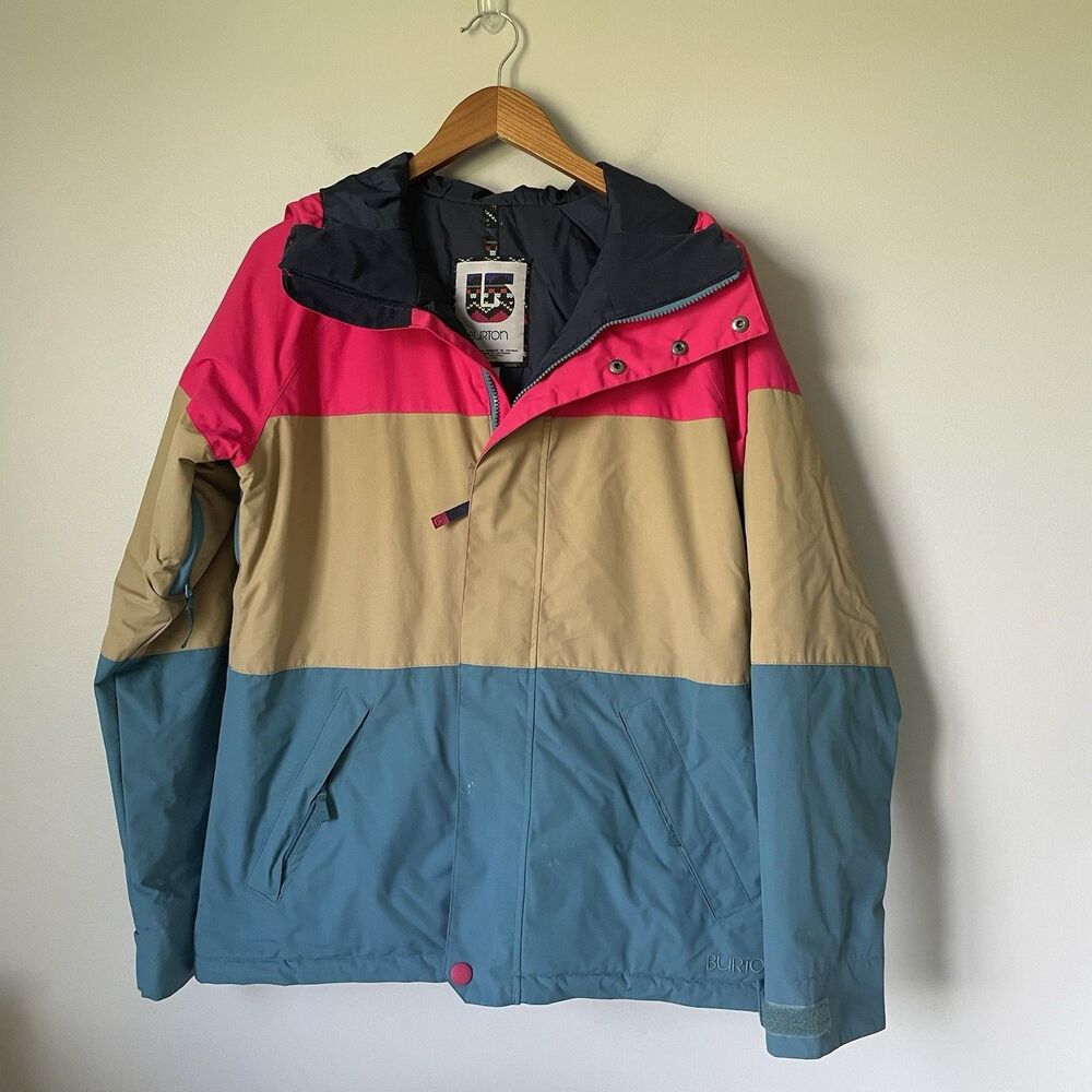Burton Dryride Winter Ski Snowboard Jacket Coat Pink Tan Blue Women's Size Large
